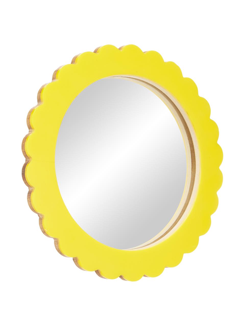 Espejo tocador de plástico Bloom, Espejo: cristal, Amarillo, Ø 17 cm x F 2 cm