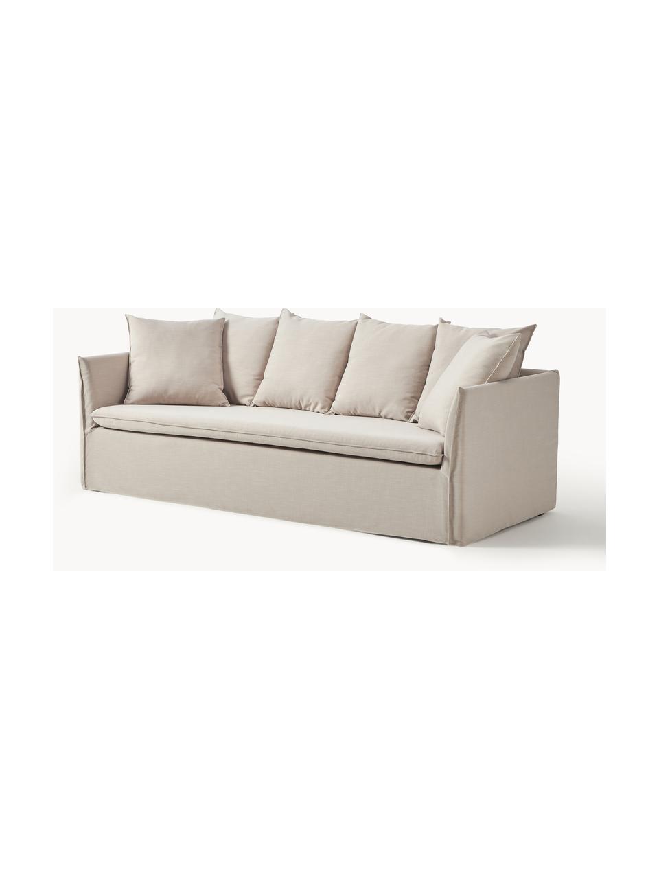 Sofa Mila (3-Sitzer), Bezug: 100% Polyester Der hochwe, Gestell: Kieferholz, Faserplatte, , Webstoff Hellgrau, B 220 x T 93 cm