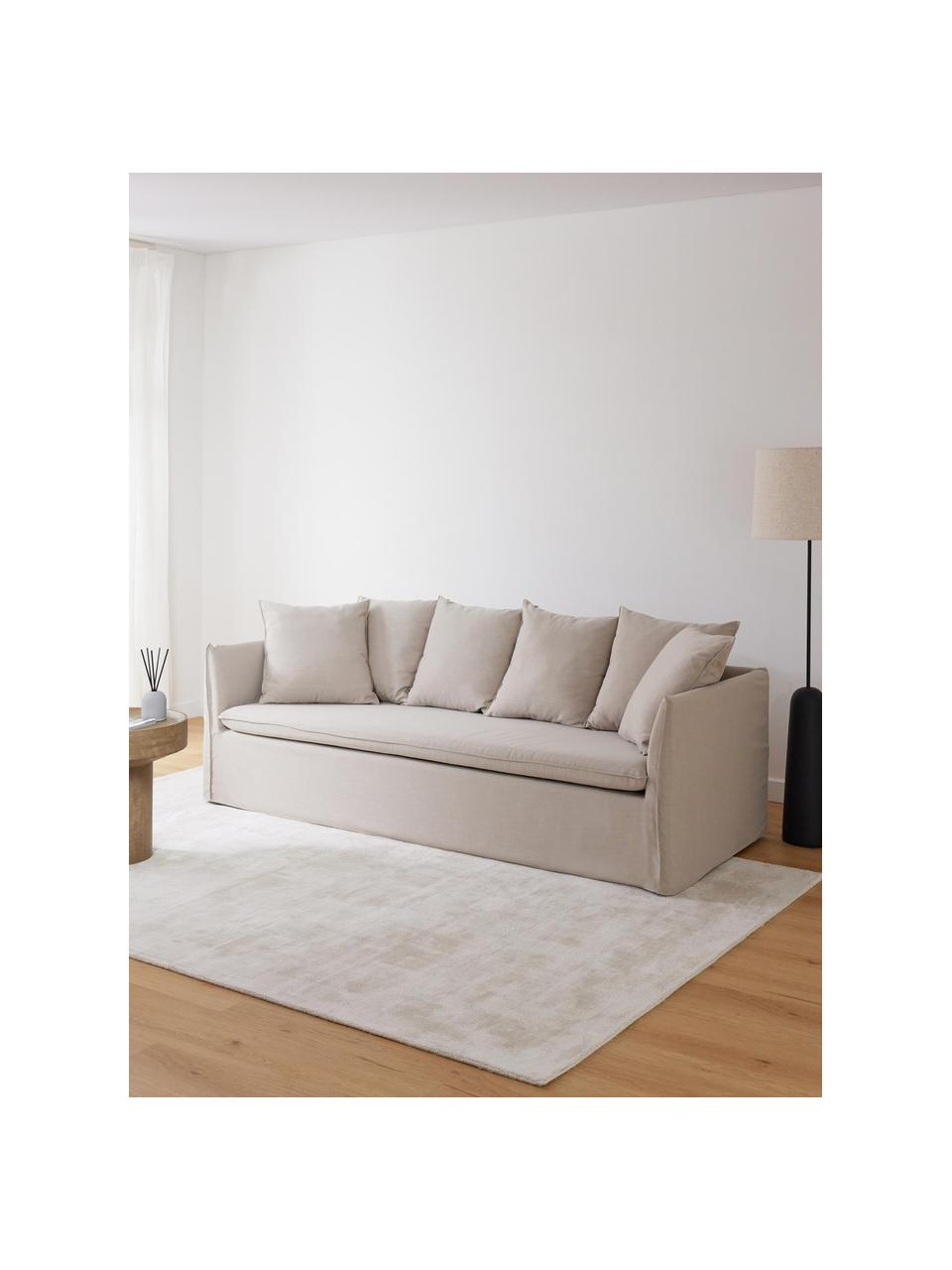 Sofa Mila (3-Sitzer), Bezug: 100% Polyester Der hochwe, Gestell: Kieferholz, Faserplatte, , Webstoff Hellgrau, B 220 x T 93 cm