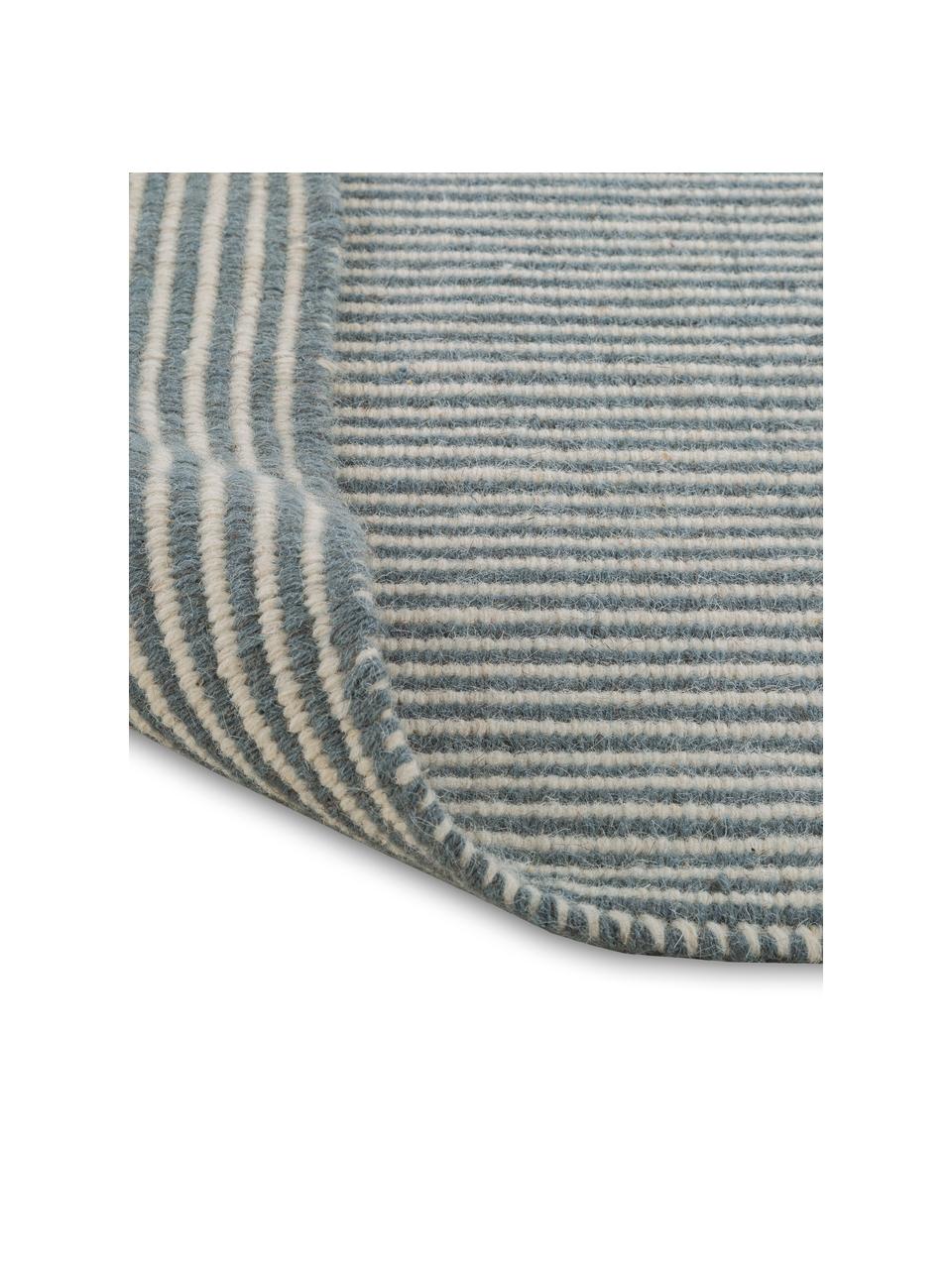 Tapis pure laine gris crème Ajo, Gris-bleu, crème