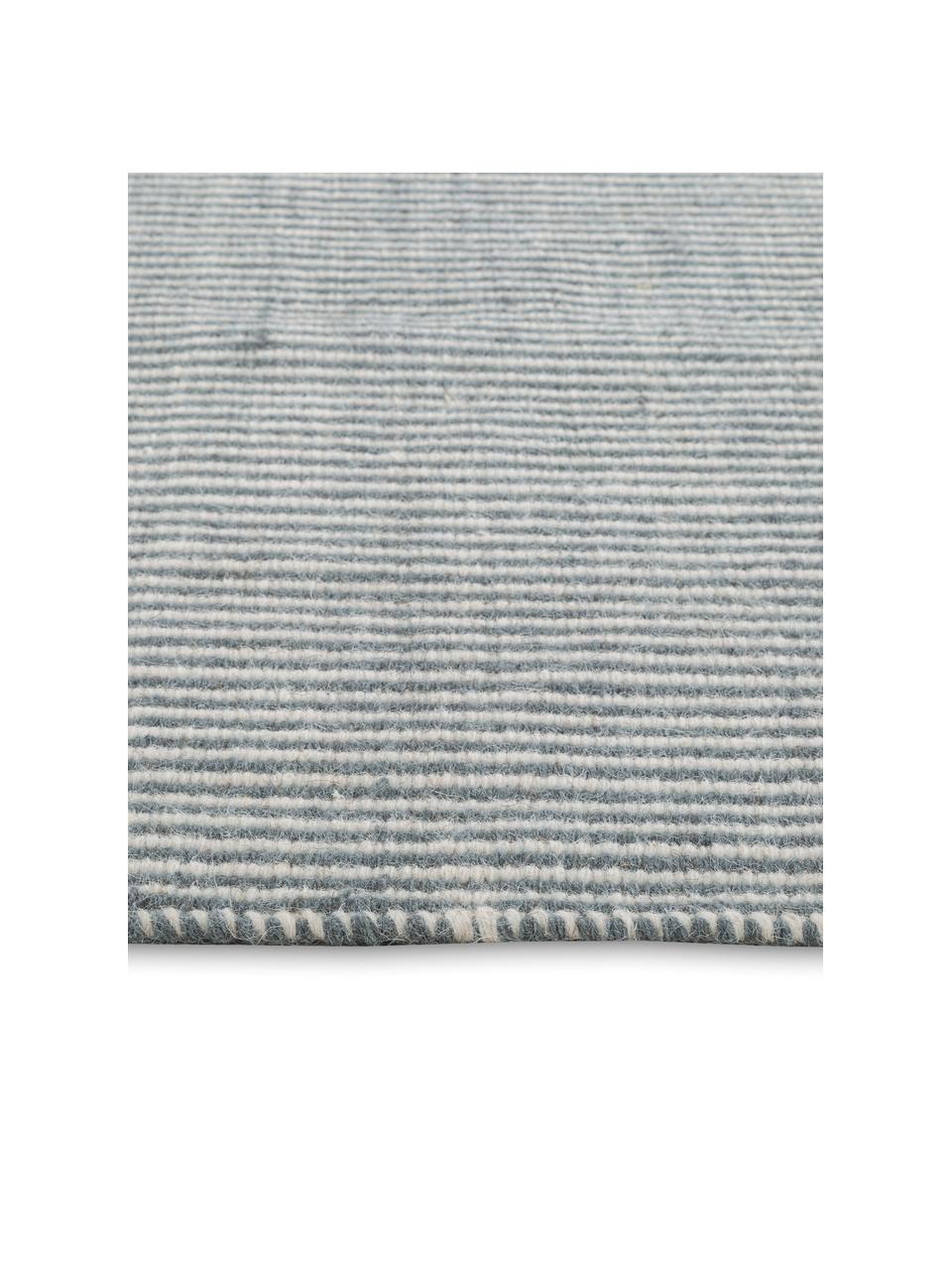 Tapis pure laine gris crème Ajo, Gris-bleu, crème