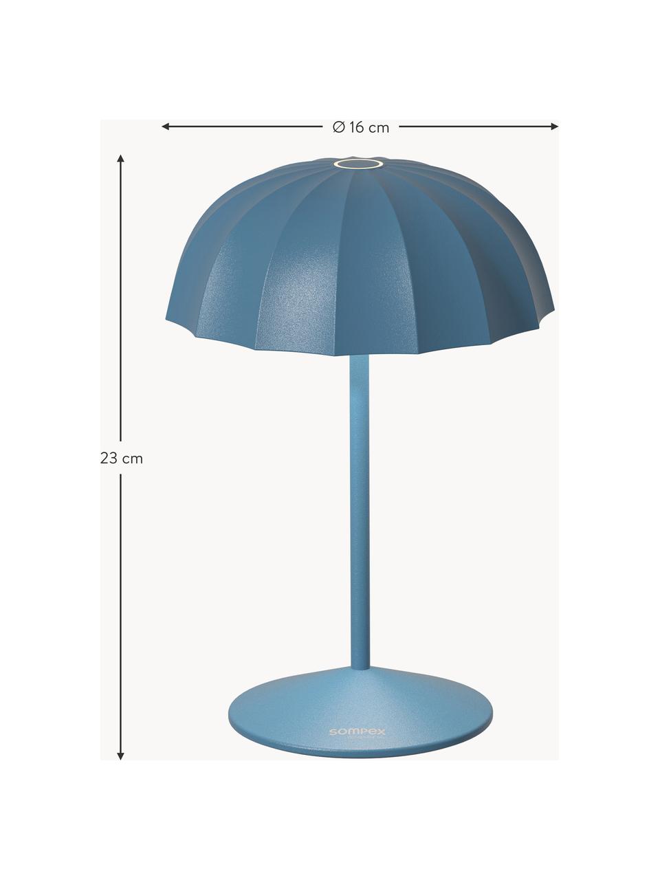 Lámpara pequeña para exterior LED regulable Ombrellino, portátil, Lámpara: aluminio recubierto Cable, Gris azulado, Ø 16 x Al 23 cm