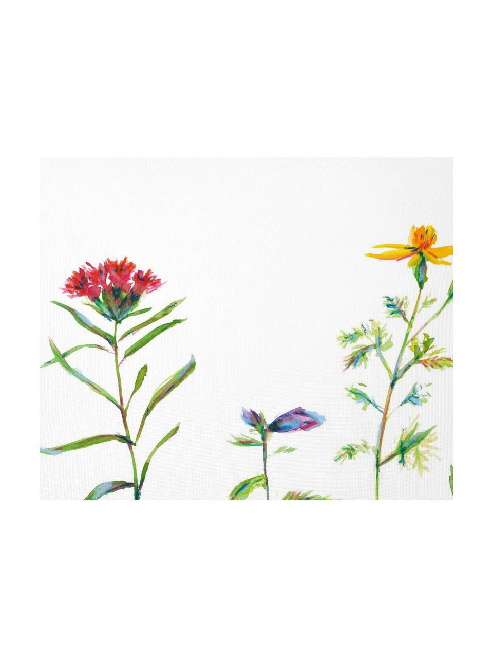 Housse de coussin imprimé floral Wild Flowers, Blanc, multicolore