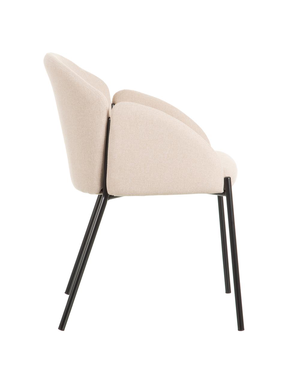 Beige gestoffeerde stoel Malingu met metalen poten, Bekleding: 95 % polyester, 5 % katoe, Frame: gelakt metaal, Beige, B 60 x D 60 cm