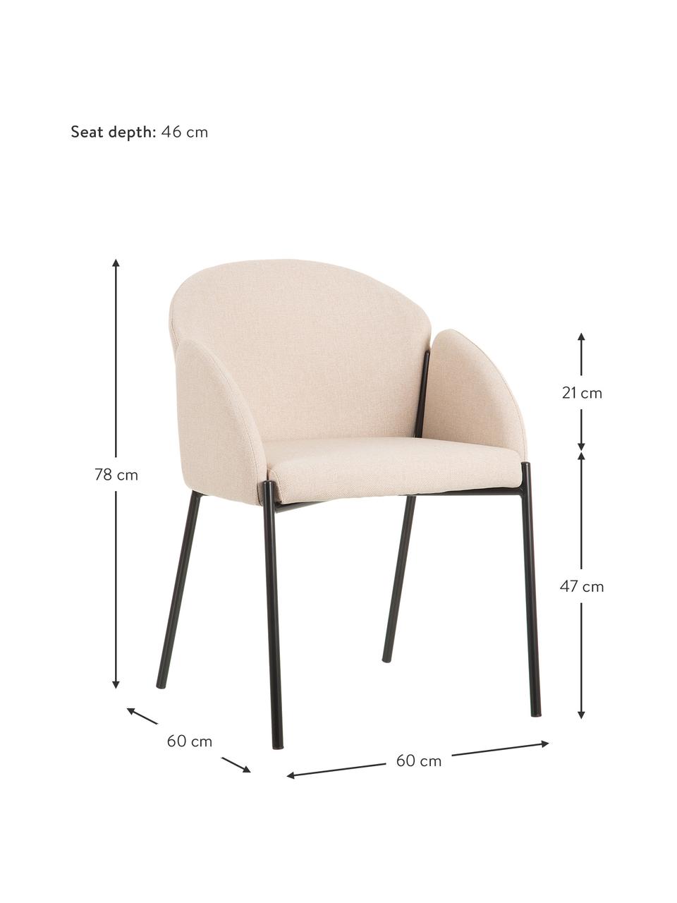 Čalouněná židle s kovovými nohami Malingu, Béžová, Š 60 cm, H 60 cm