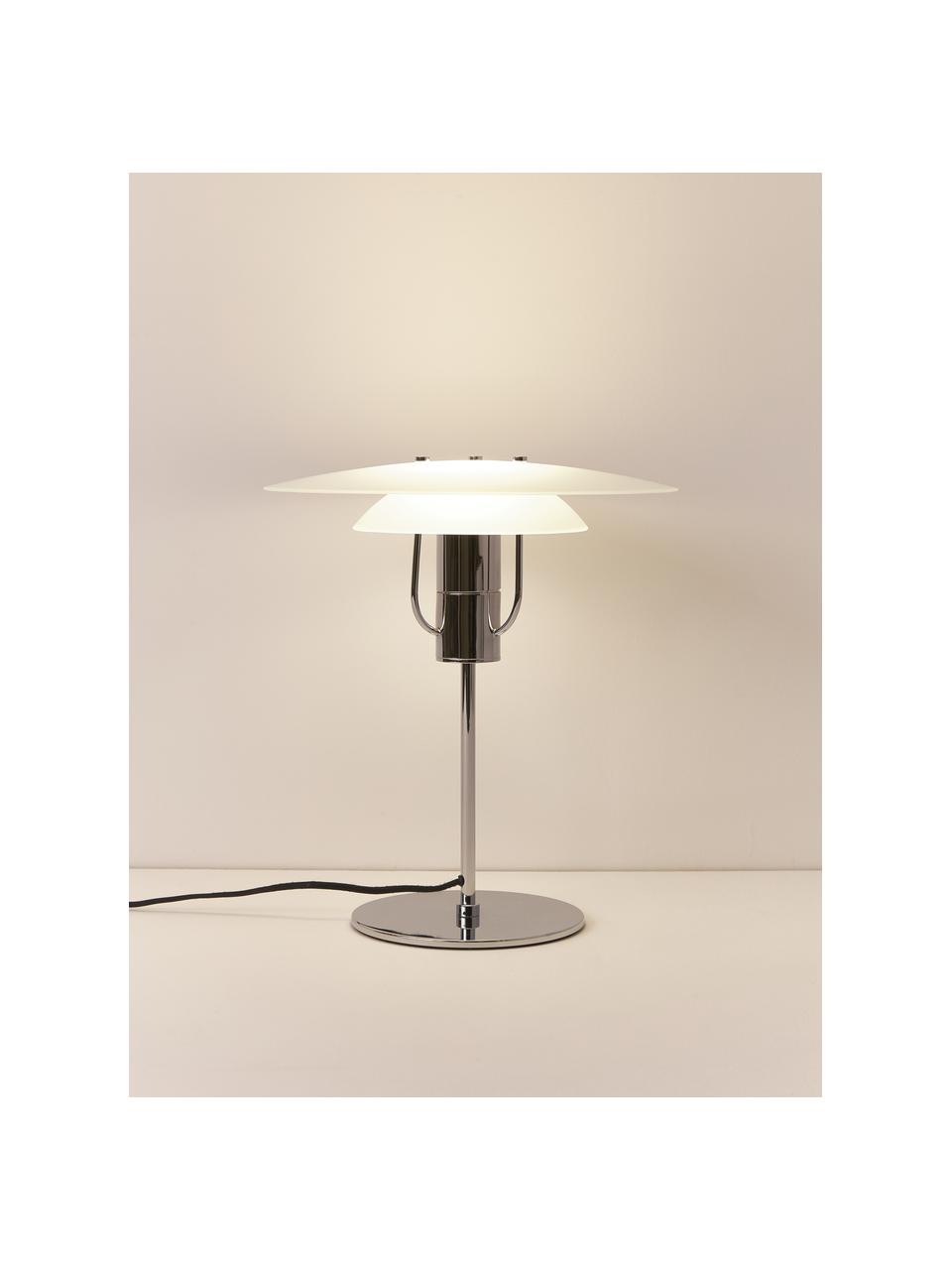 Lampe à poser Kali, Blanc, couleur chrome, Ø 35 x haut. 40 cm