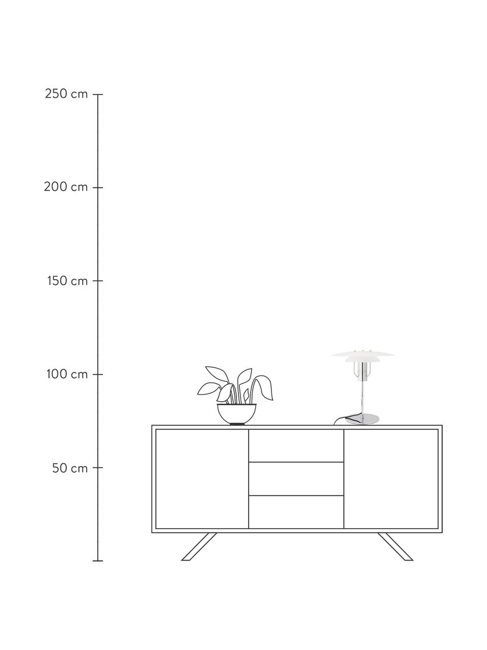 Lámpara de mesa Kali, Pantalla: vidrio, Cable: forro textil, Blanco, cromo, Ø 35 x Al 40 cm