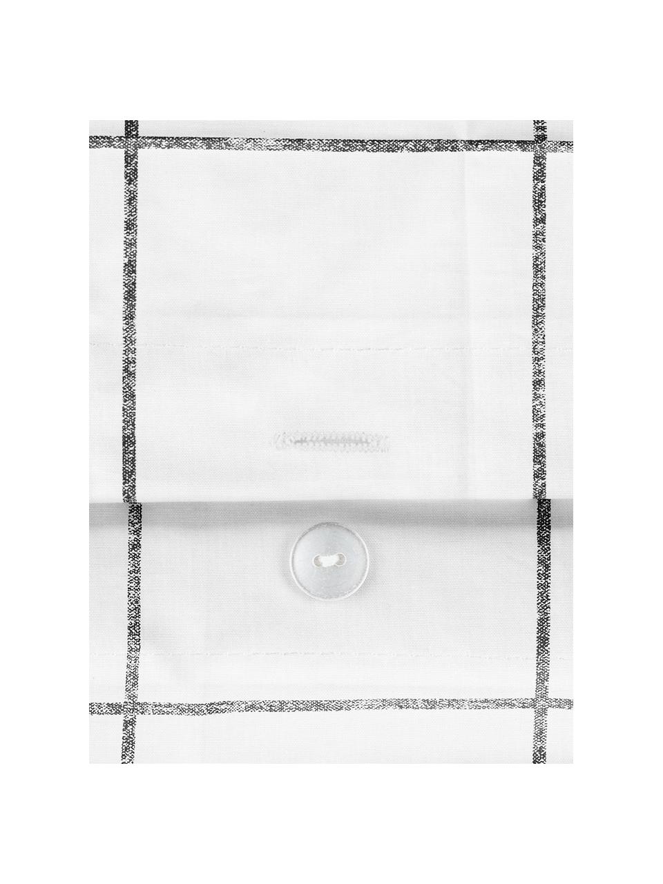 Funda de almohada de percal Juna, Blanco y negro a cuadros, An 45 x L 110 cm