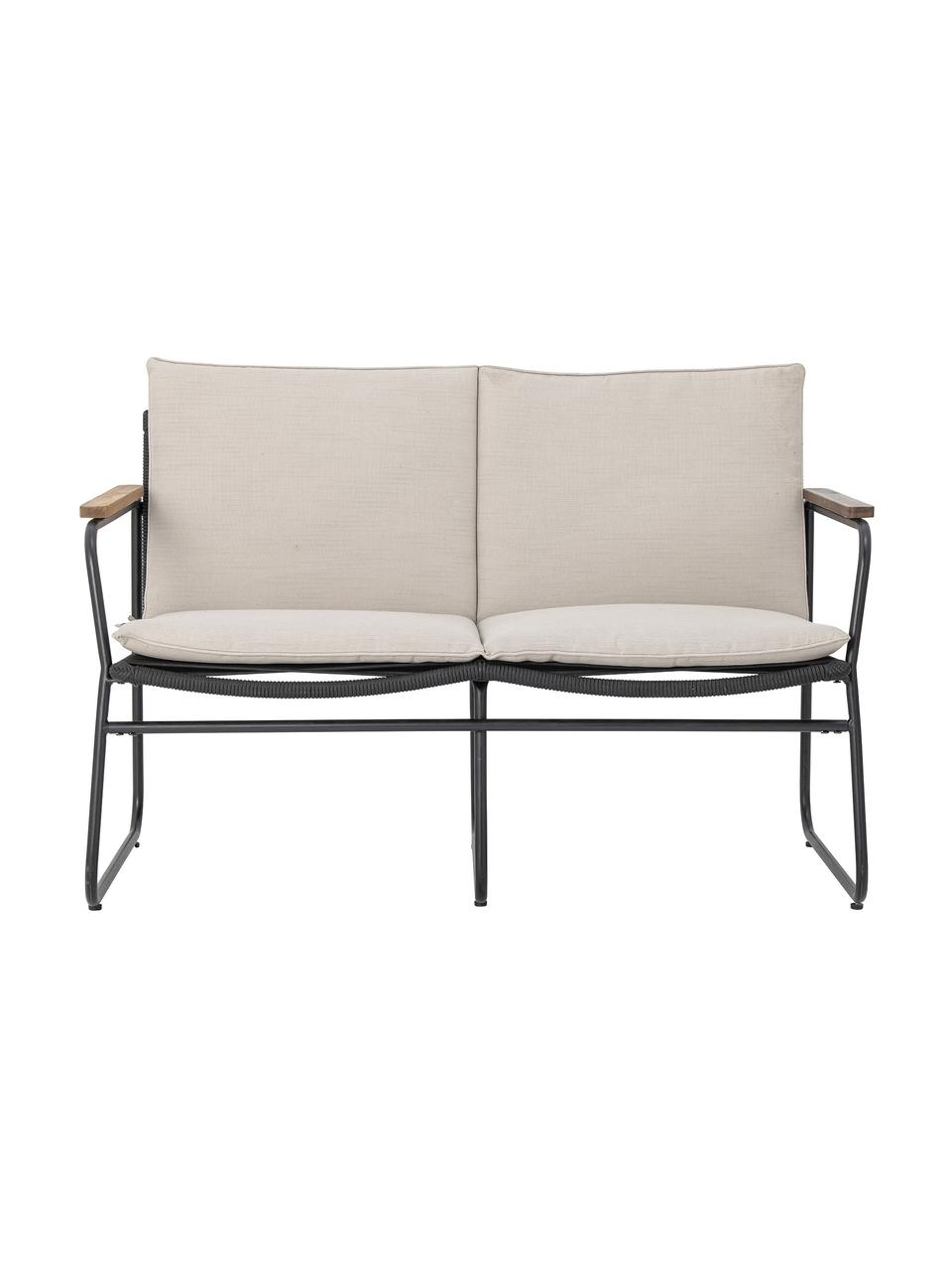 Sofá para exterior Hampton, Tapizado: tela, Estructura: metal recubierto, Tejido beige, negro, An 125 x F 68 cm