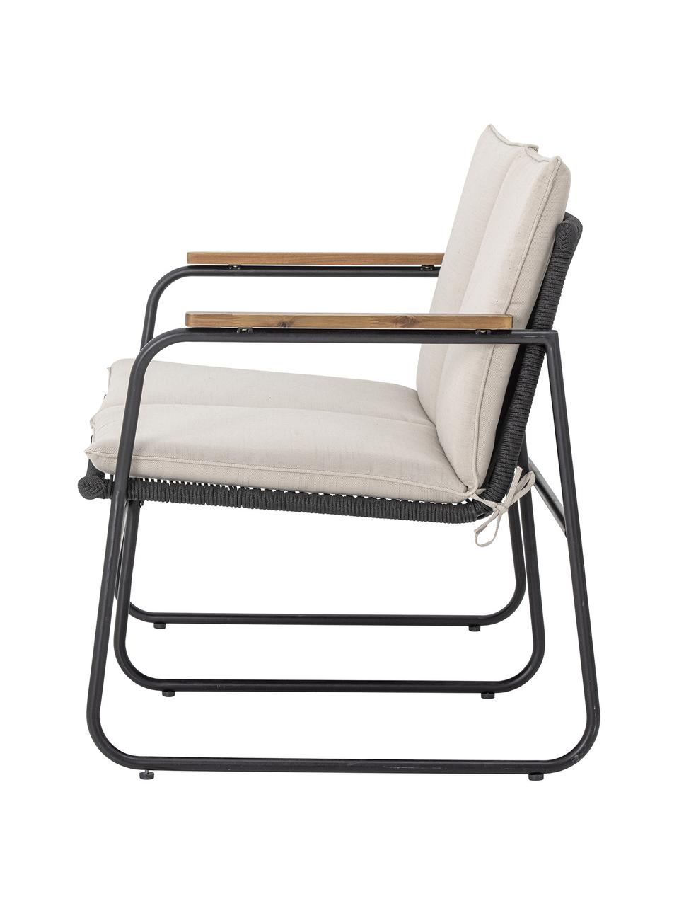 Canapé de jardin Hampton, Tissu beige, noir, larg. 125 x prof. 68 cm