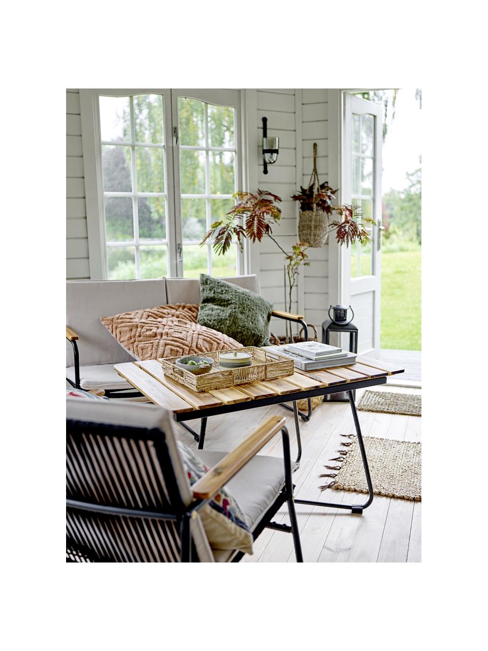 Sofá para exterior Hampton, Tapizado: tela, Estructura: metal recubierto, Tejido beige, negro, An 125 x F 68 cm