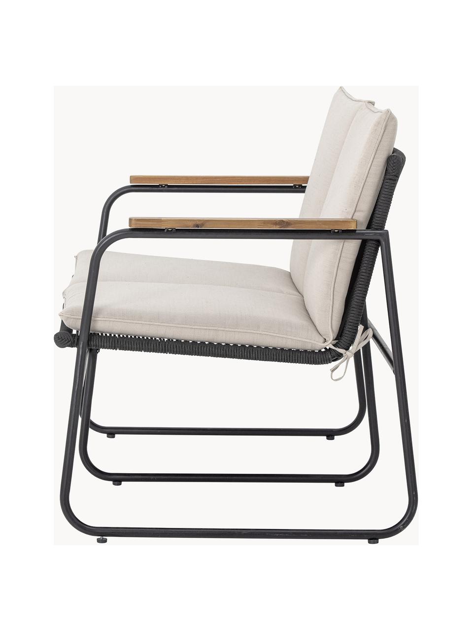 Tuin loungebank Hampton, Bekleding: stof, Frame: gecoat metaal, Geweven stof beige, zwart, B 125 x D 68 cm