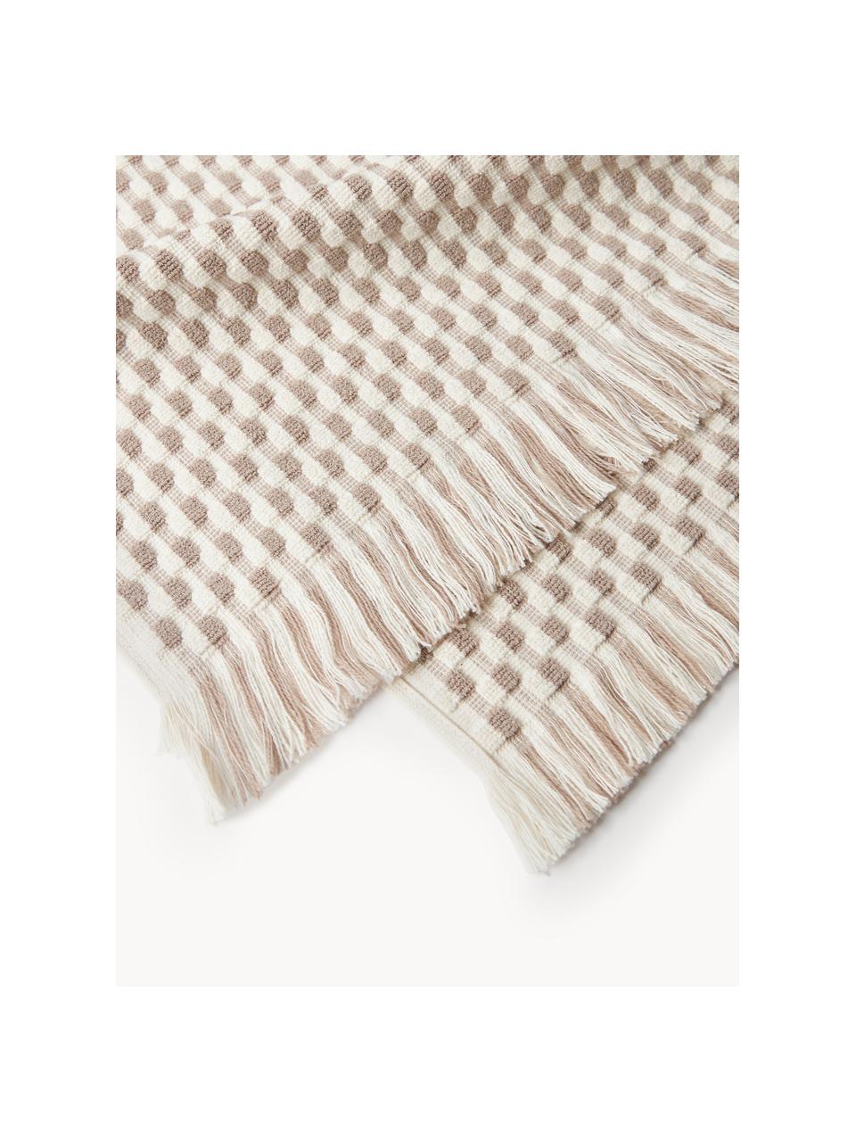 Handtuch Juniper mit Hoch-Tief-Struktur, in verschiedenen Größen, Off White, Nougat, Handtuch, B 50 x L 100 cm