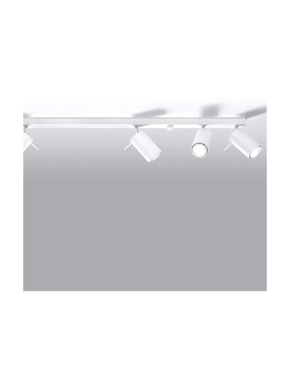 Faretti da soffitto grandi Etna, Paralume: acciaio verniciato, Baldacchino: acciaio verniciato, Bianco, Larg. 117 x Alt. 16 cm