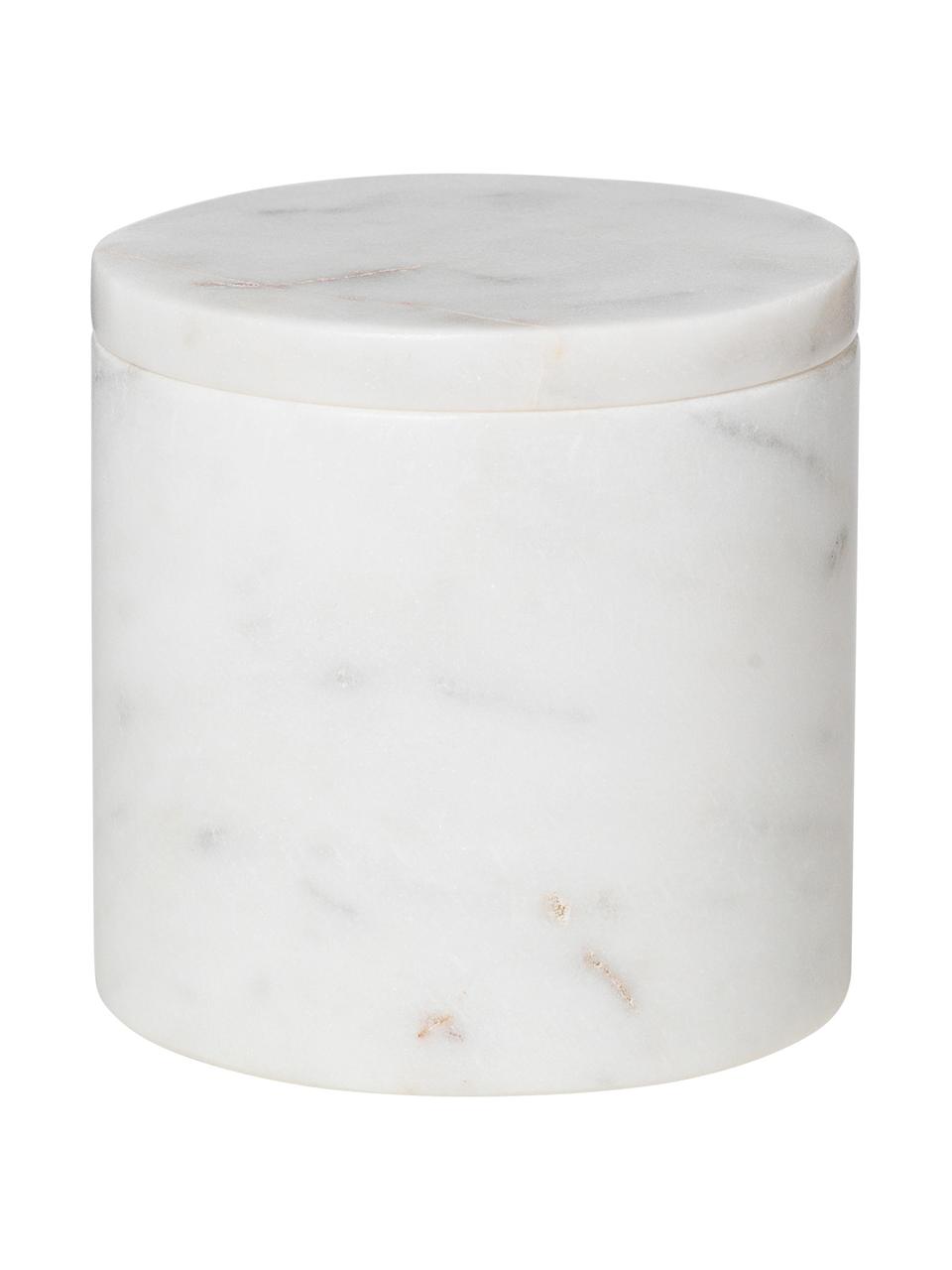 Marmor-Aufbewahrungsdose Osvald, Marmor, Weiß, marmoriert, Ø 10 x H 10 cm