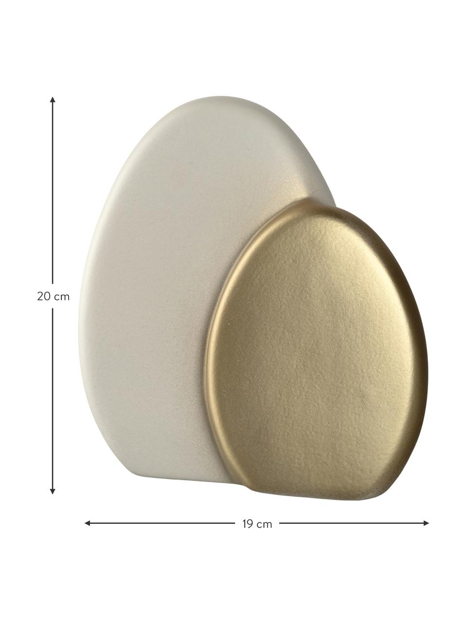 Deko-Objekt Doppelt-Osterei Pesaro aus Keramik in Weiß/Goldfarben, Keramik, Weiß, Goldfarben, B 19 x H 20 cm
