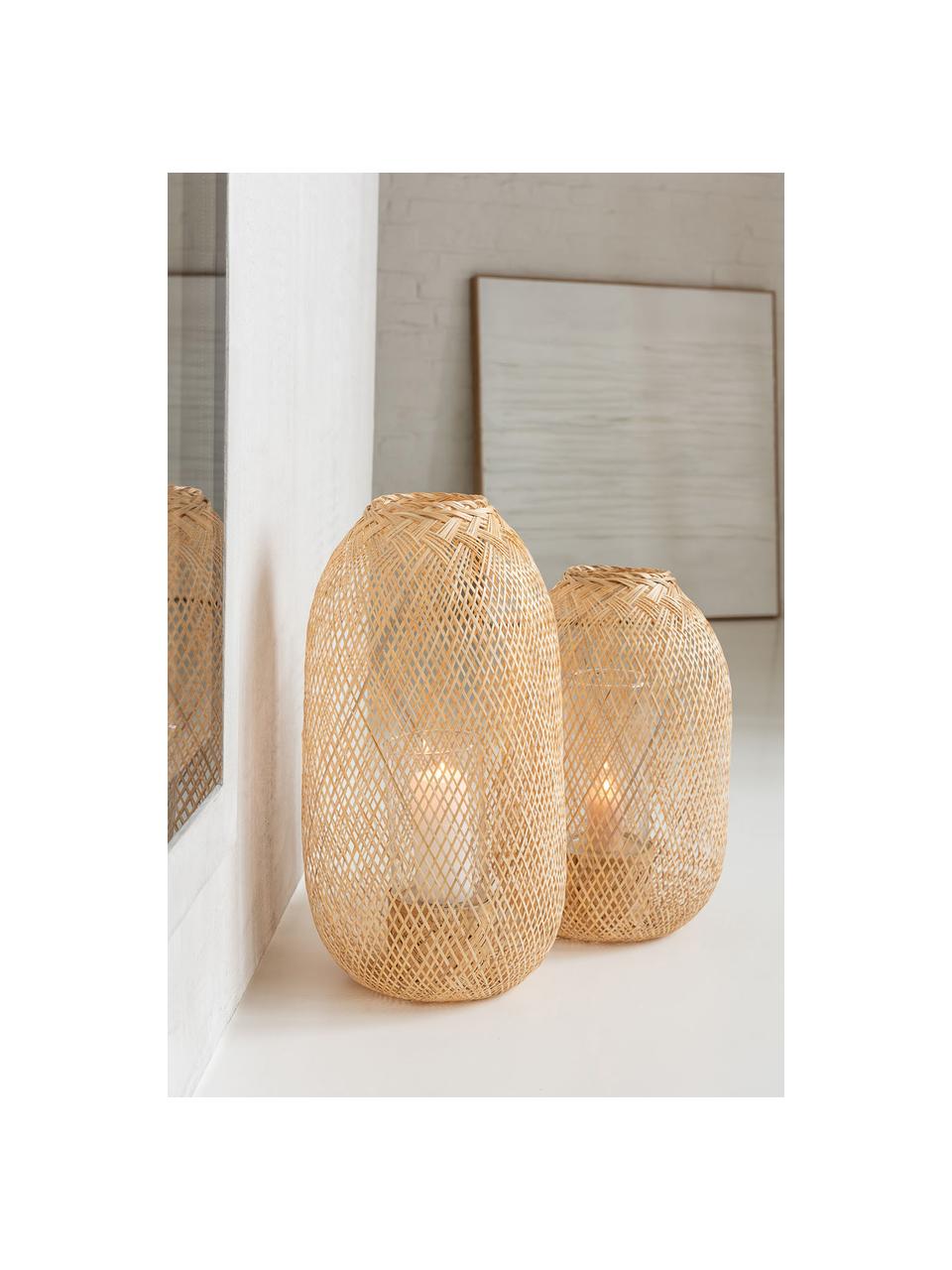 Lantaarn Hazel van bamboehout, Licht hout, Ø 33 x H 49 cm