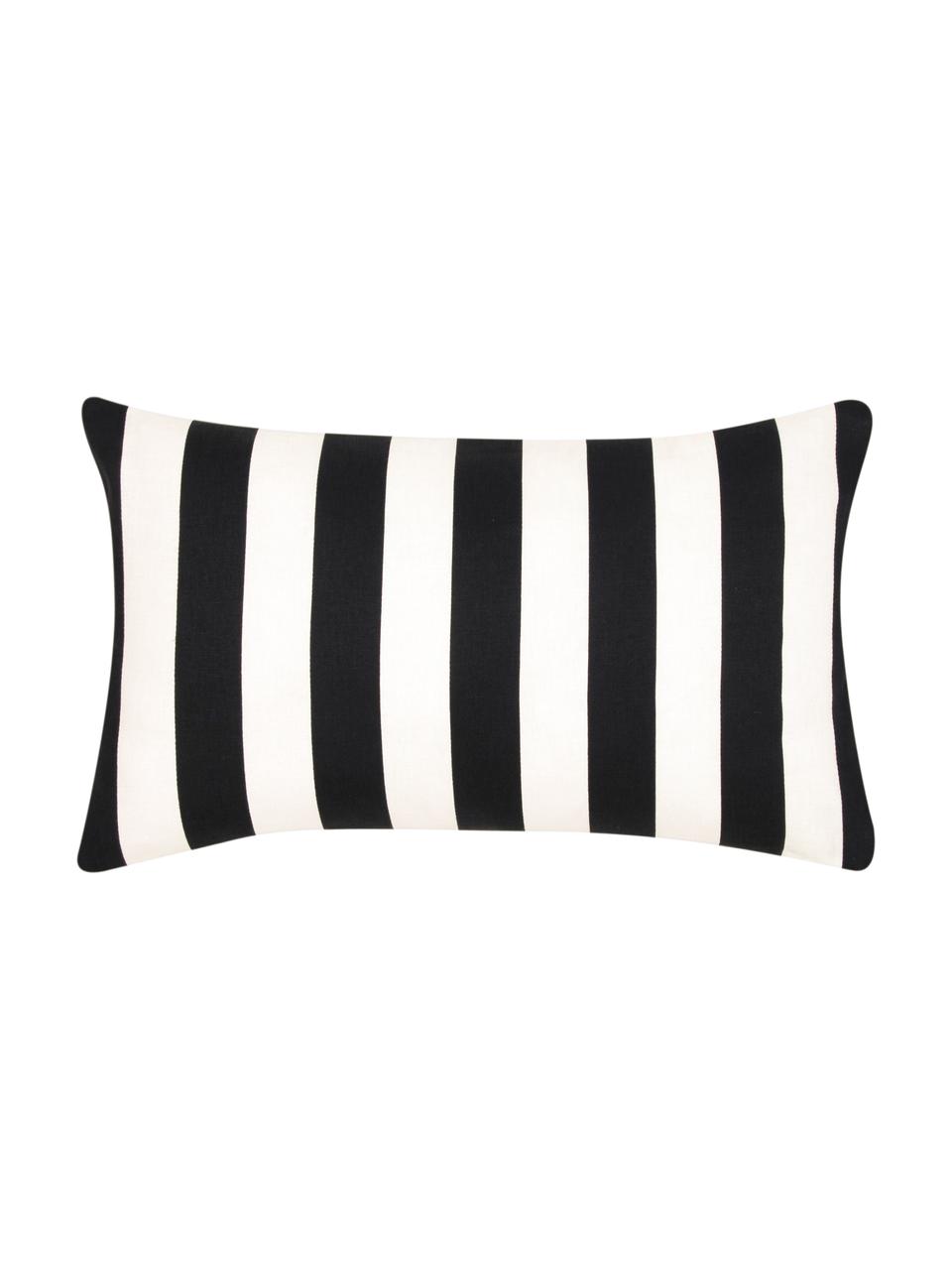 Gestreifte Kissenhülle Timon in Schwarz/Weiß, 100% Baumwolle, Schwarz, Weiß, B 30 x L 50 cm