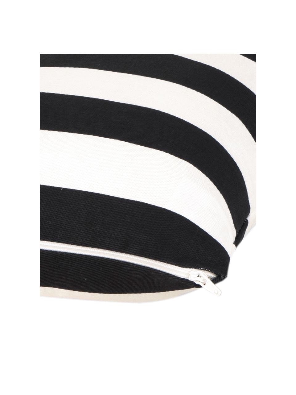 Gestreepte kussenhoes Timon, 100% katoen, Zwart, wit, B 30 x L 50 cm