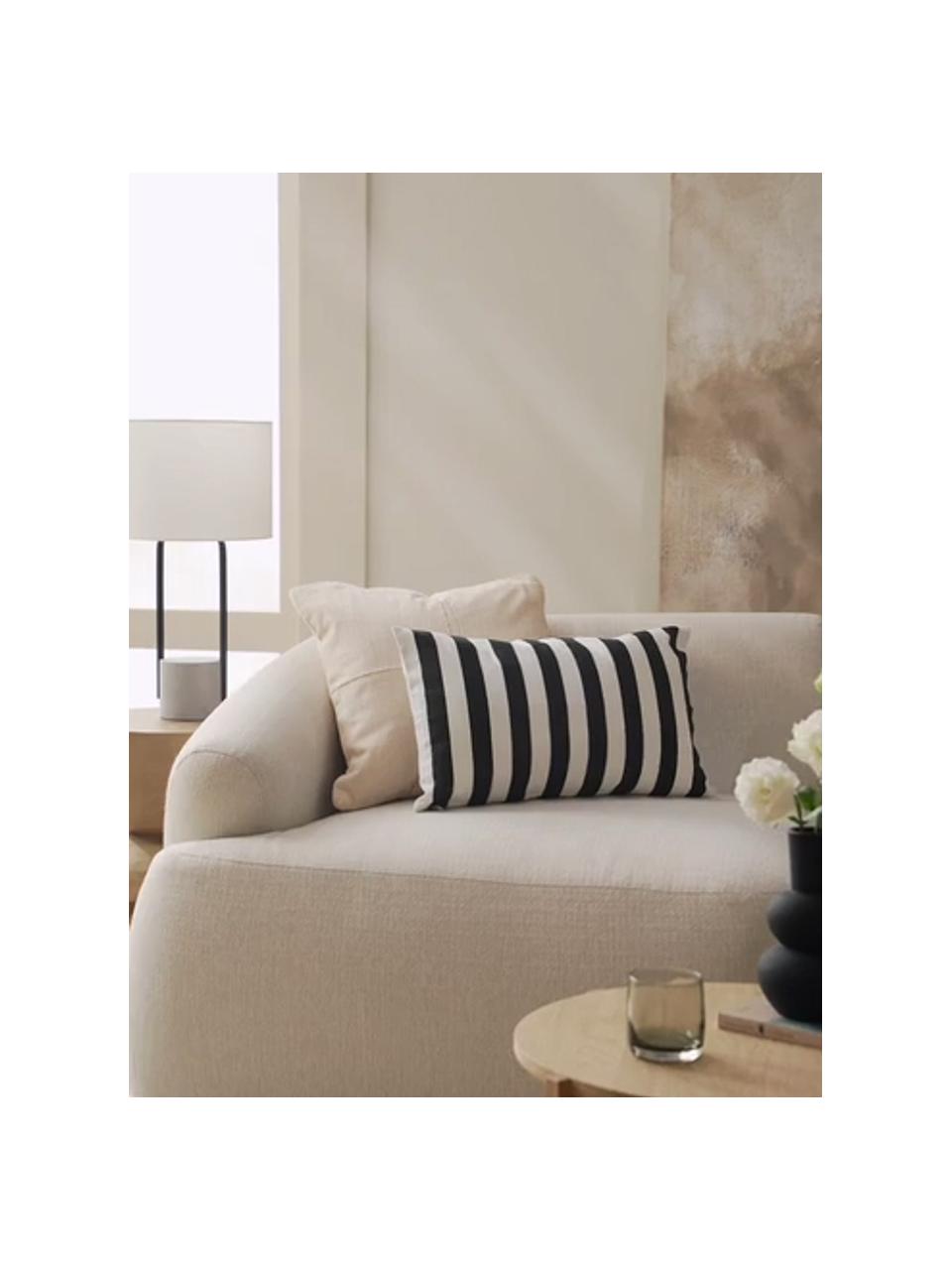 Housse de coussin 30x50 rectangulaire à rayures Timon, 100 % coton, Noir, blanc, larg. 30 x long. 50 cm