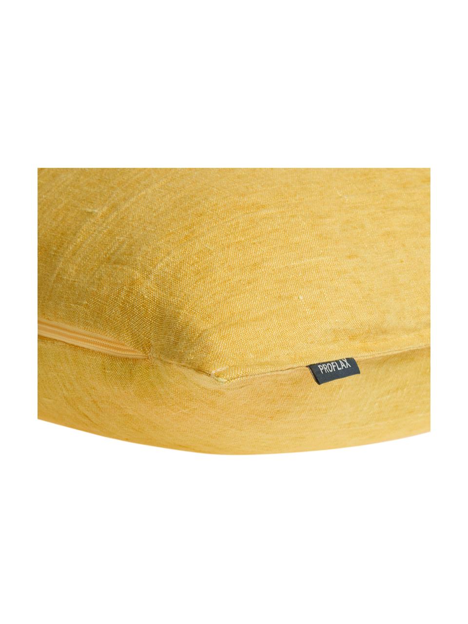 Lněný povlak na polštář s lehce spraným efektem Sven, Okrová žlutá