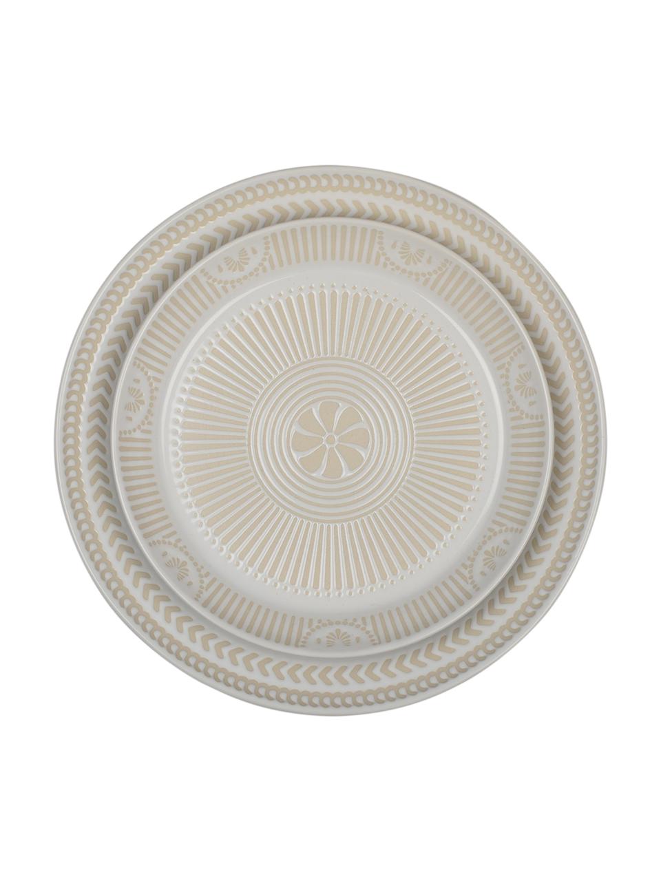 Porzellan-Kuchenteller Sonia mit erhabener gemusterter Innenseite, 2 Stück, Porzellan, Weiß, Ø 22 cm