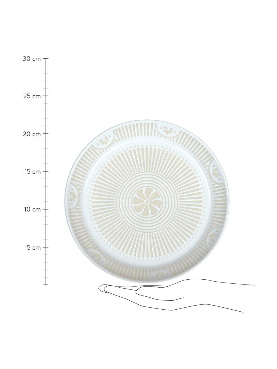 Porseleinen dessertborden Sonia met verhoogd patroon aan de binnenzijde, 2 stuks, Porselein, Wit, Ø 22 cm