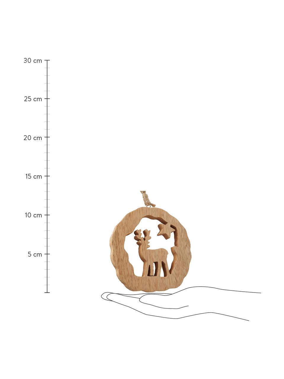 Sada závěsných ozdob July, 3 díly, Mangové dřevo, Mangové dřevo, bílá, Ø 11 cm, V 11 cm