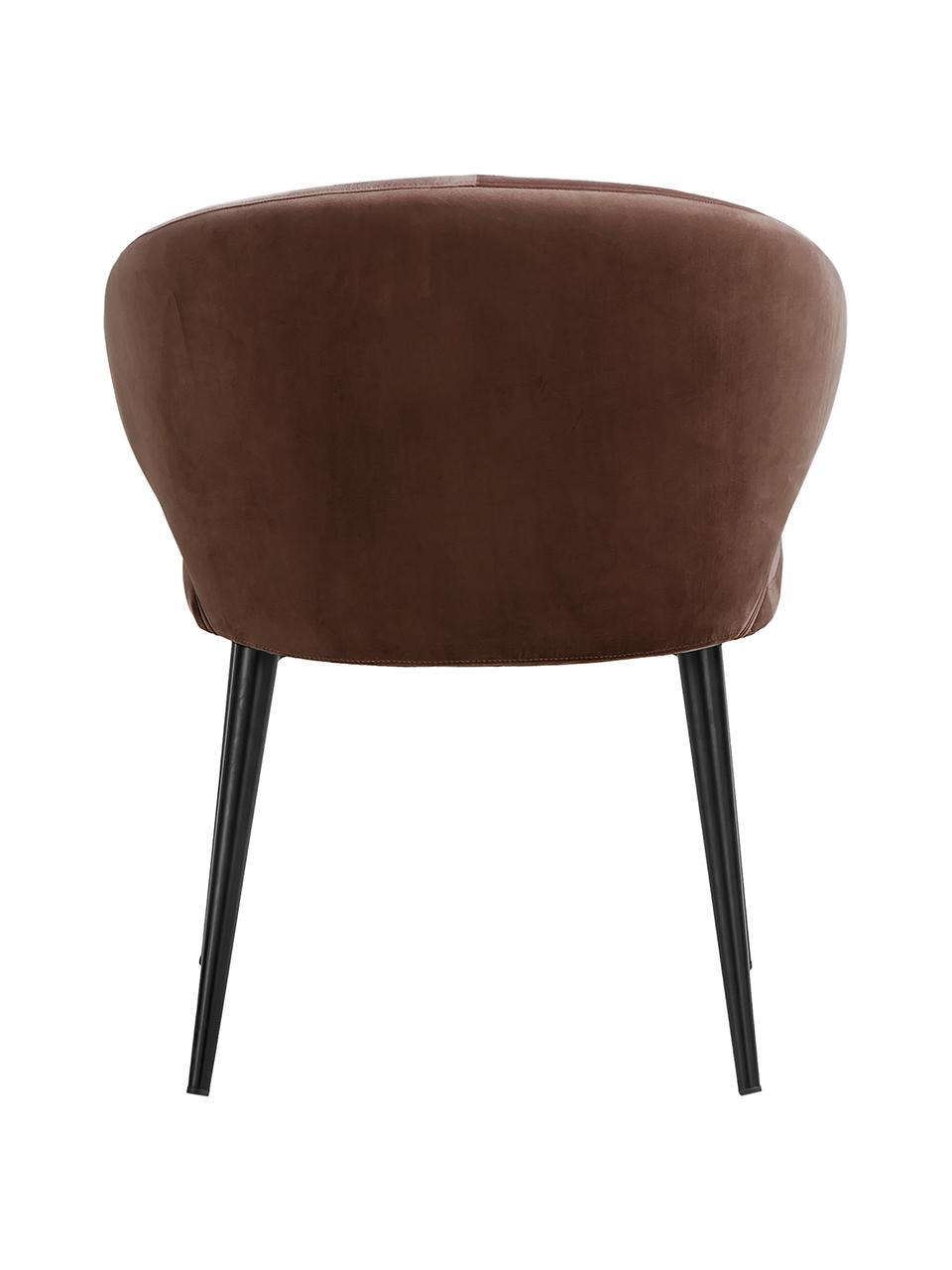 Zamatová stolička s opierkami v modernom dizajne Celia, Hnedá