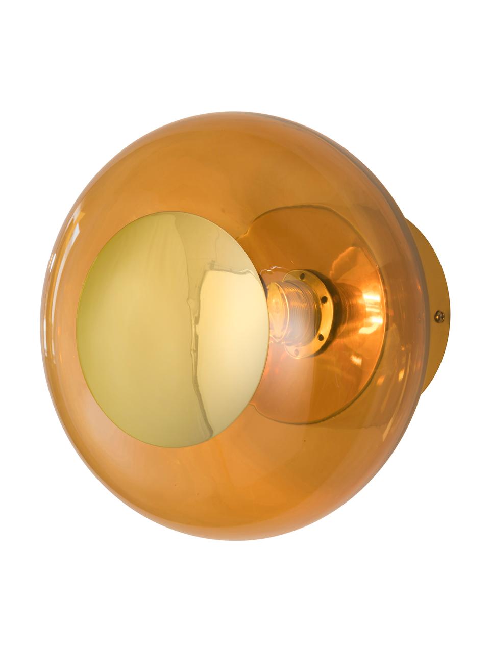 Kleine Wand- und Deckenleuchte Horizon, mundgeblasen, Lampenschirm: Glas, mundgeblasen, Braun, Goldfarben, Ø 21 x T 17 cm