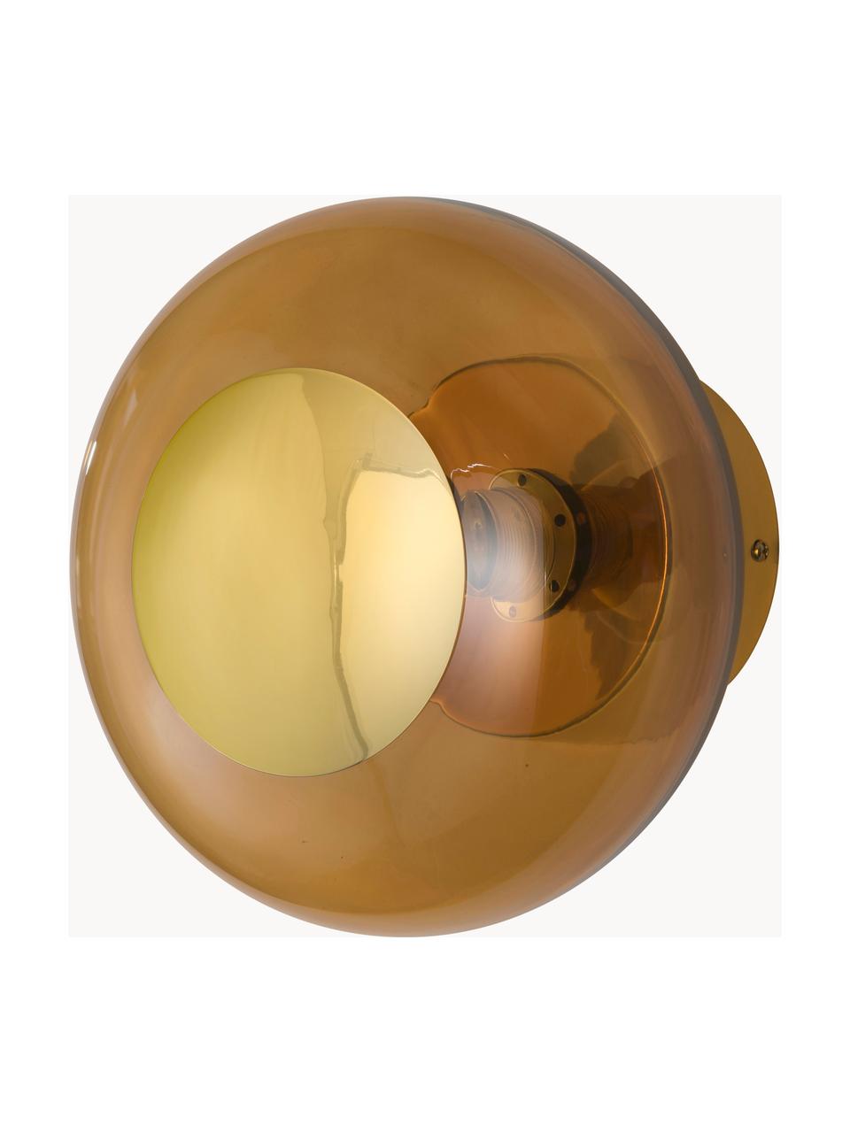 Lampa sufitowa ze szkła dmuchanego Horizon, Stelaż: metal powlekany, Brązowy, odcienie złotego, Ø 21 x G 17 cm