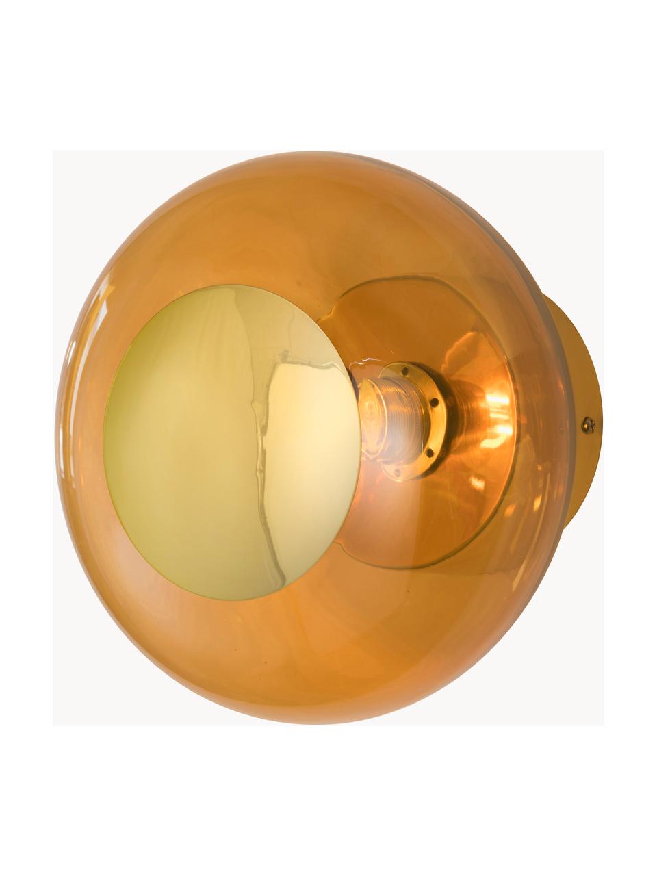Mundgeblasene Wandleuchte Horizon, Lampenschirm: Glas, mundgeblasen, Braun, Goldfarben, Ø 21 x T 17 cm