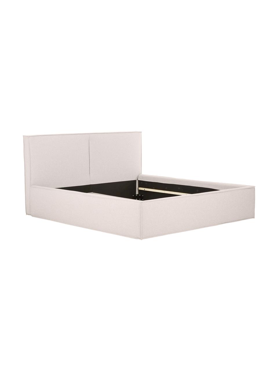Cama tapizada Dream, Tapizado: poliéster (texturizado) A, Estructura: madera de pino maciza con, Tejido beige, An 200 x L 200 cm