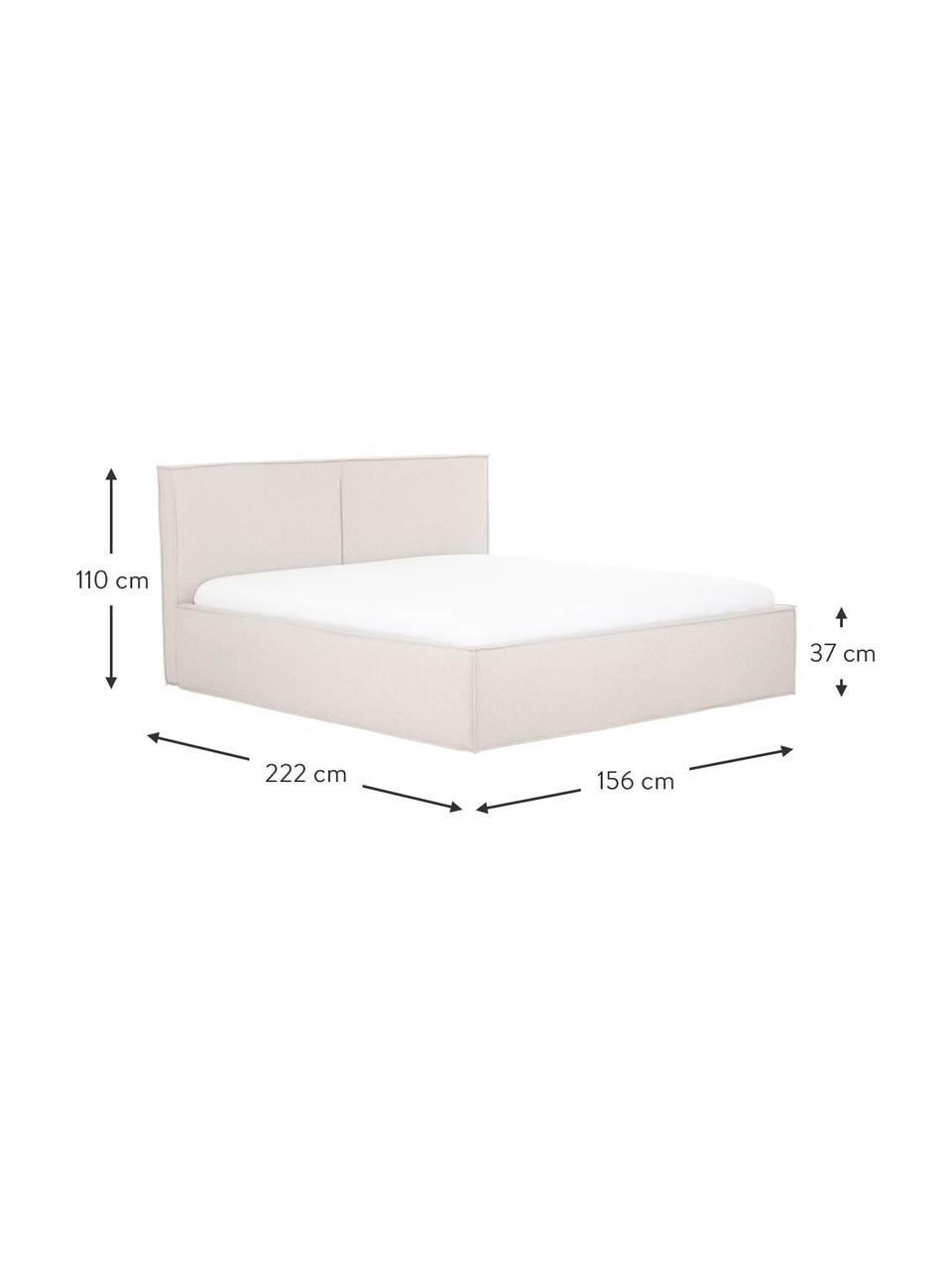 Gestoffeerd bed Dream in beige, Bekleding: polyester (gestructureerd, Frame: massief grenenhout, FSC-g, Geweven stof beige, B 200 x L 200 cm