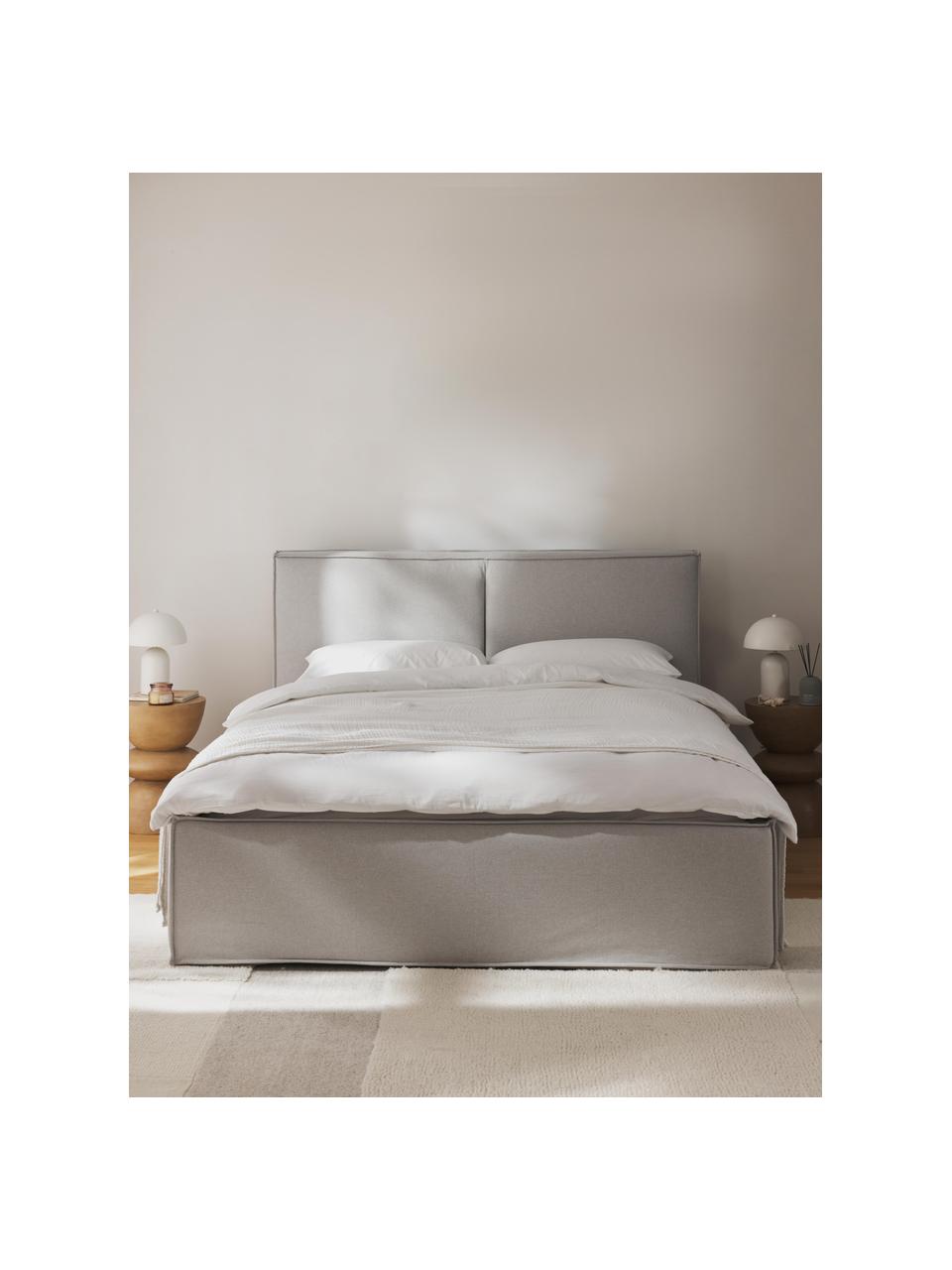Polsterbett Dream, Bezug: Polyester (Strukturstoff), Korpus: Massives Kiefernholz, FSC, Webstoff Hellbeige, B 180 x L 200 cm