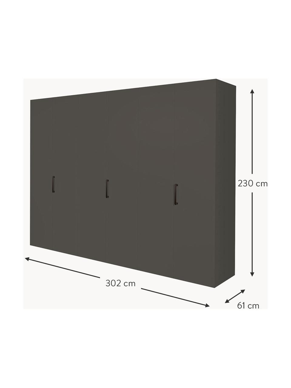 Draaideurkast Madison 6 deuren, inclusief montageservice, Frame: panelen op houtbasis, gel, Antraciet, B 302 cm x H 230 cm