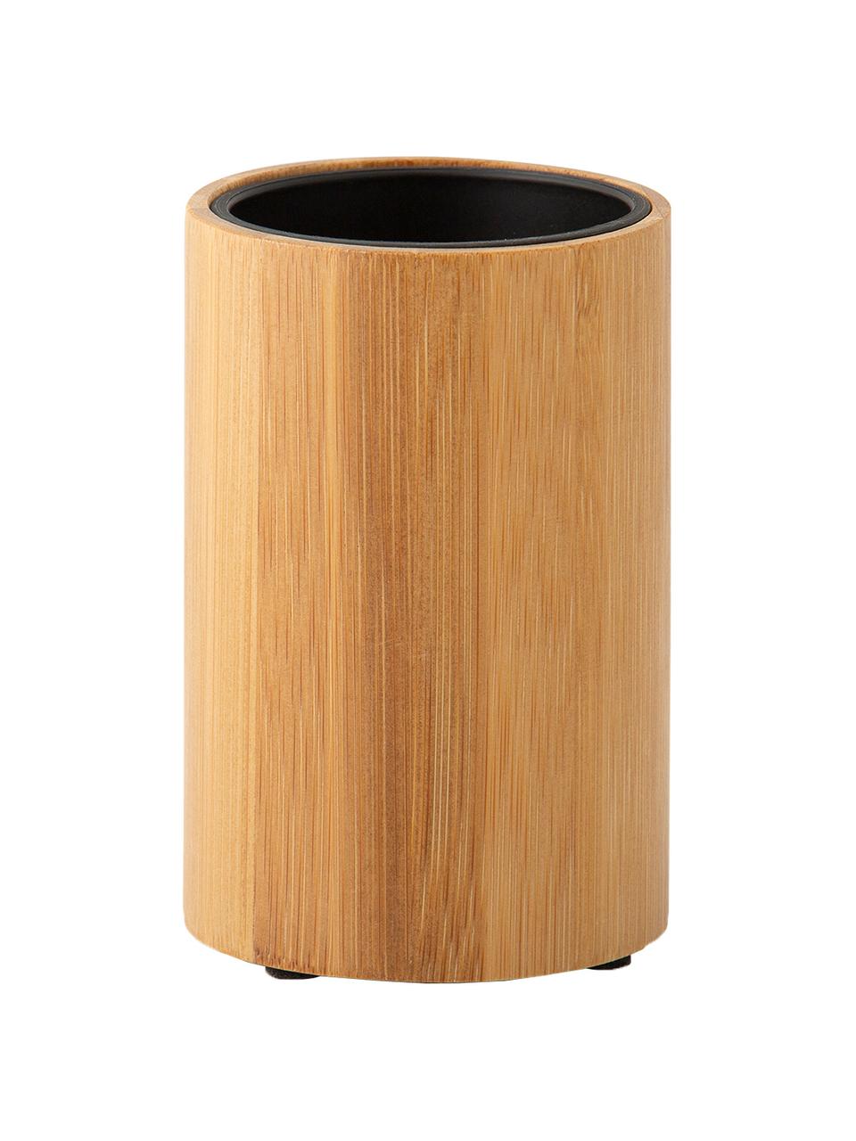 Kubek na szczoteczki Beckton, Drewno bambusowe, czarny, Ø 7 x W 11 cm