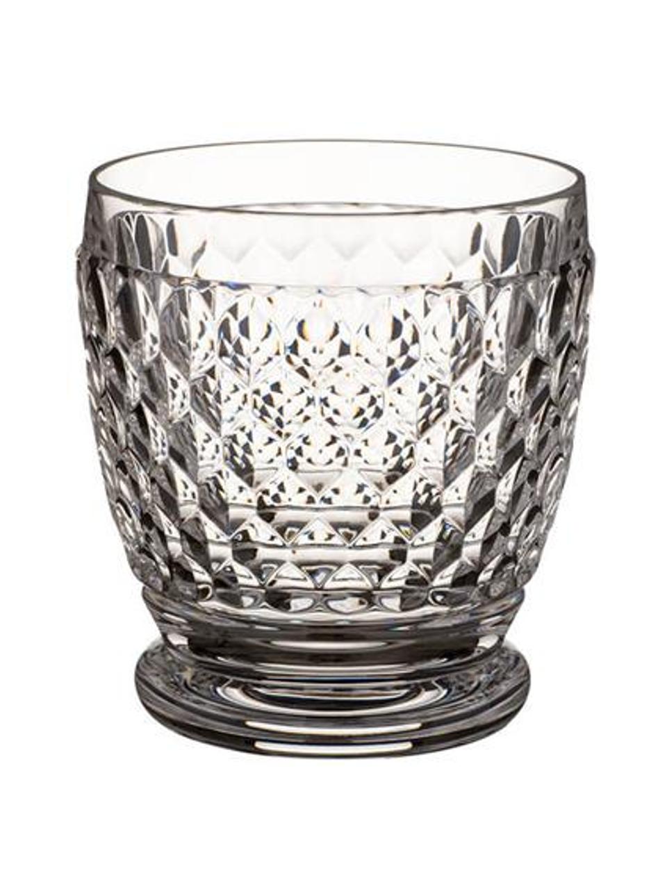 Szklanka ze szkła kryształowego z reliefem Boston, 4 szt., Szkło kryształowe, Transparentny, Ø 9 x W 10 cm, 330 ml