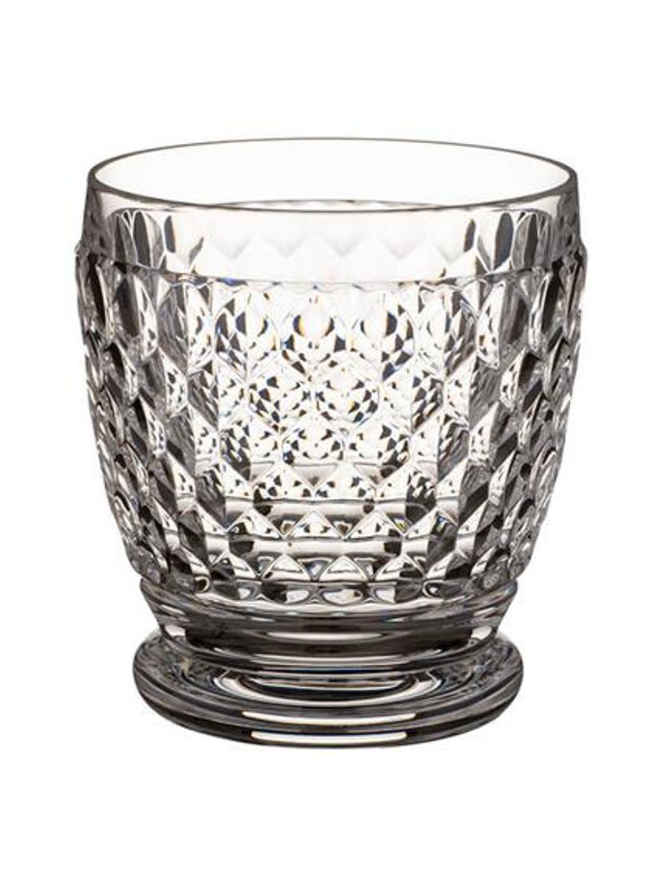 Verre à eau en cristal à embossages décoratifs Boston, 4 pièces, Cristal, Transparent, Ø 9 x haut. 10 cm, 330 ml