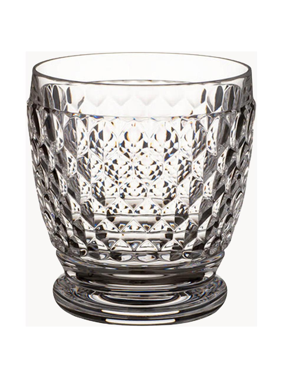 Vasos de cristal con relieve Boston, 4 uds., Cristal, Transparente, Ø 9 x Al 10 cm, 330 ml