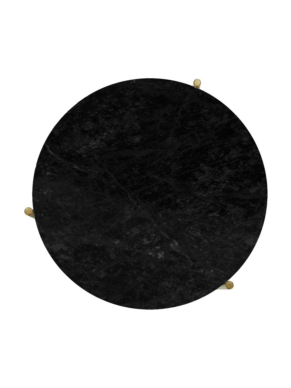 Table d'appoint ronde en marbre Ella, Noir, marbré, couleur dorée, Ø 40 x haut. 50 cm
