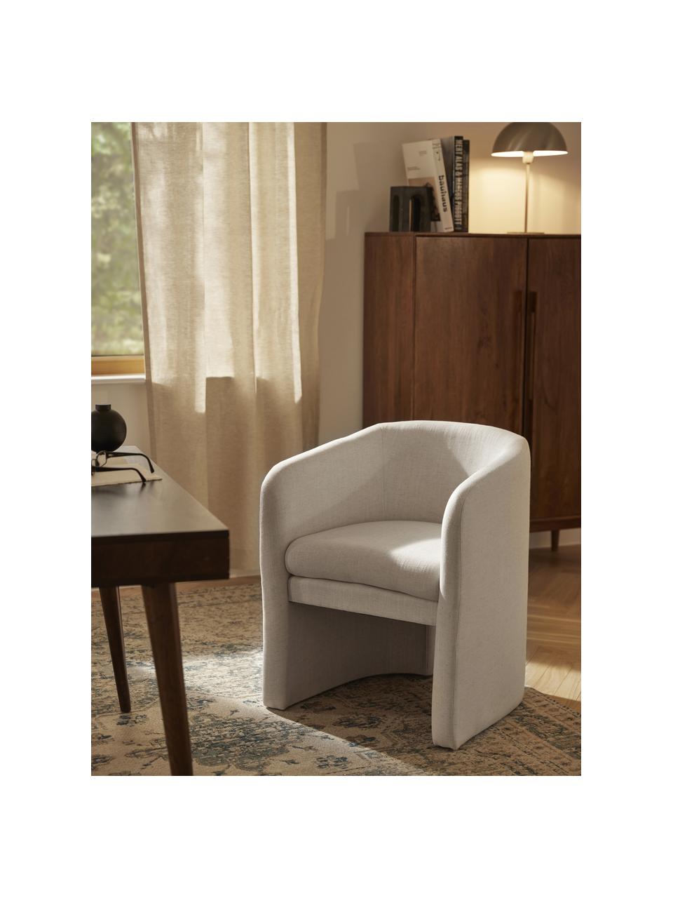 Chaise rembourrée Mairo, Tissu beige clair, larg. 62 x haut. 77 cm