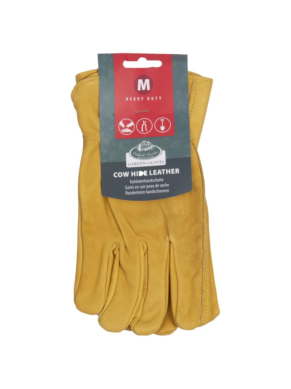 Gants de jardinage en peau de vache Selma, Cuir de vache, Jaune, larg. 13 x long. 23 cm