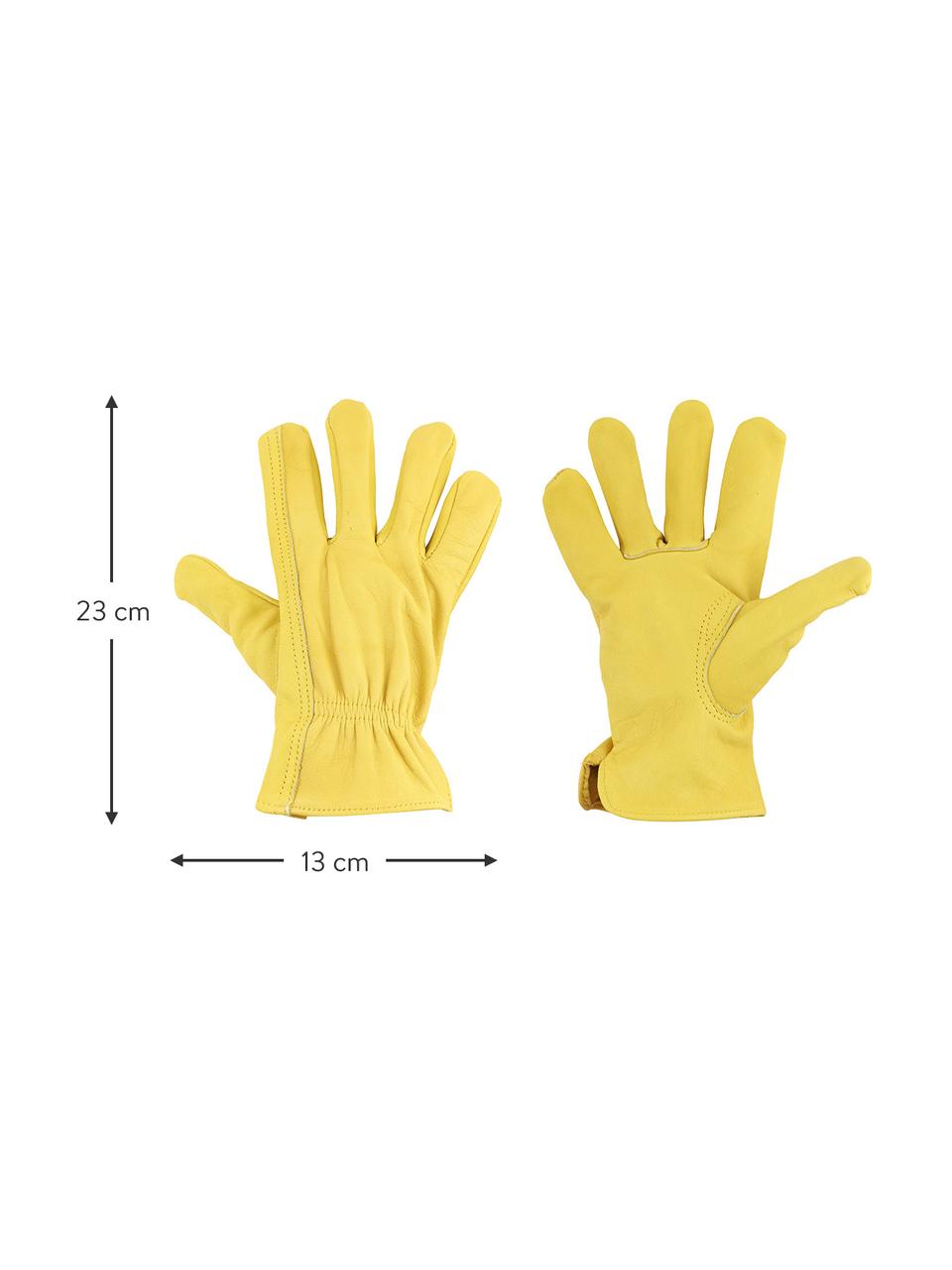 Záhradné rukavice z hovädzej kože Selma, Hovädzia koža, Žltá, Š 13 x D 23 cm