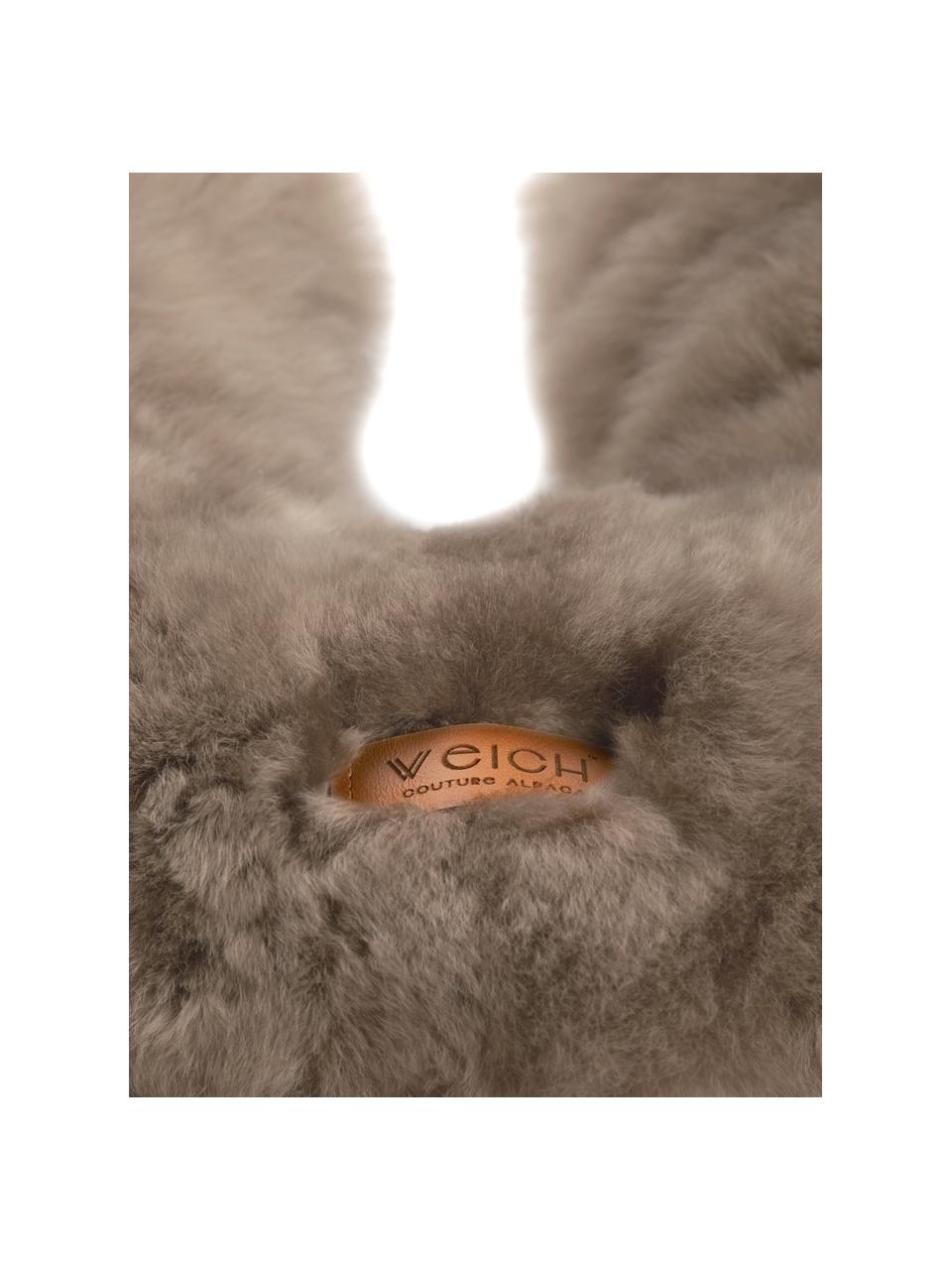Nacken-Wärmflasche Nuca aus Alpakafell, handgefertigt, Bezug: Alpakafell, Innen: Kautschuk, Taupe, B 10 x L 35 cm