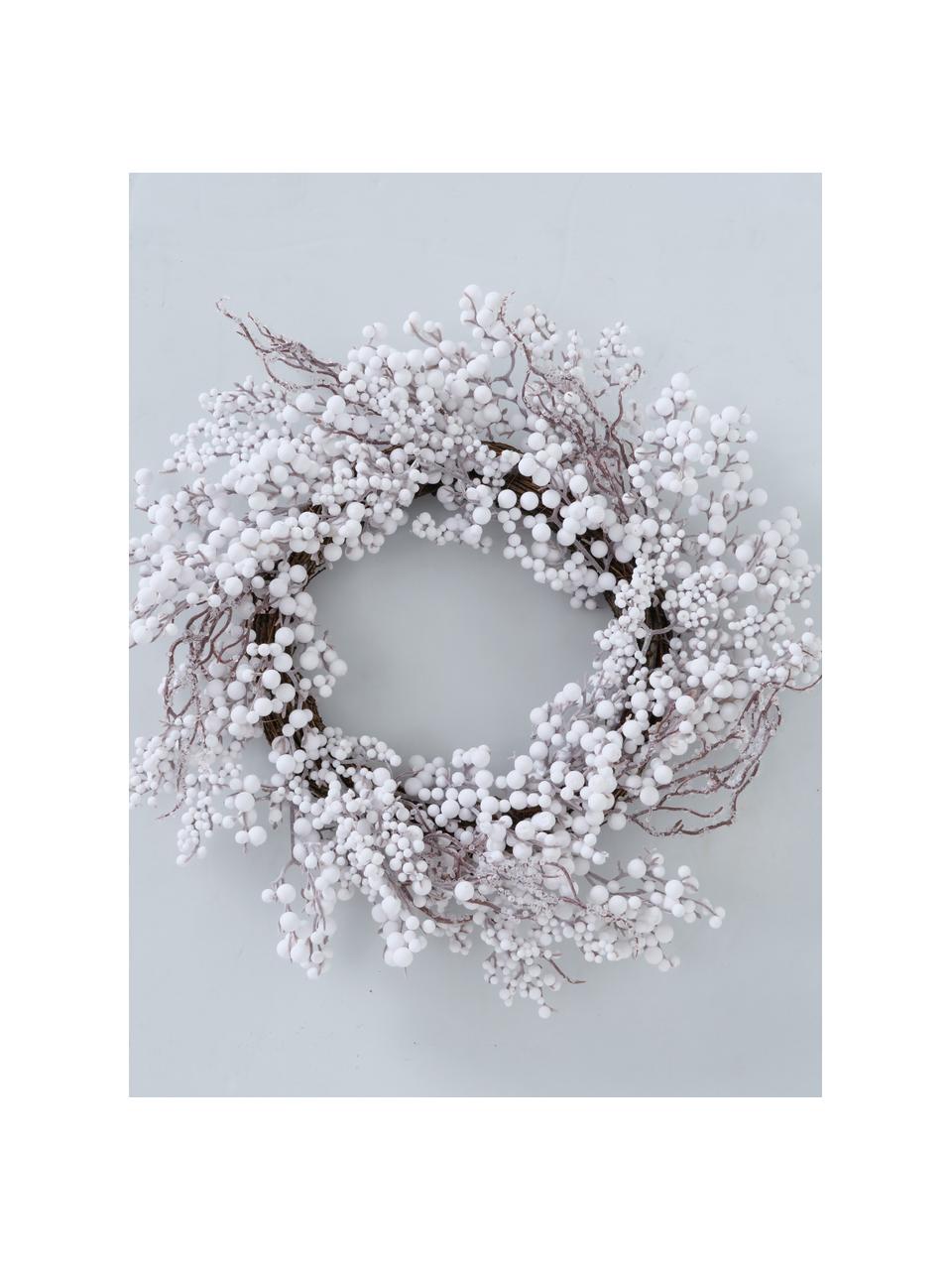 Couronne de Noël Baila, Bois de bouleau, Blanc, bois foncé, Ø 50 x haut. 10 cm