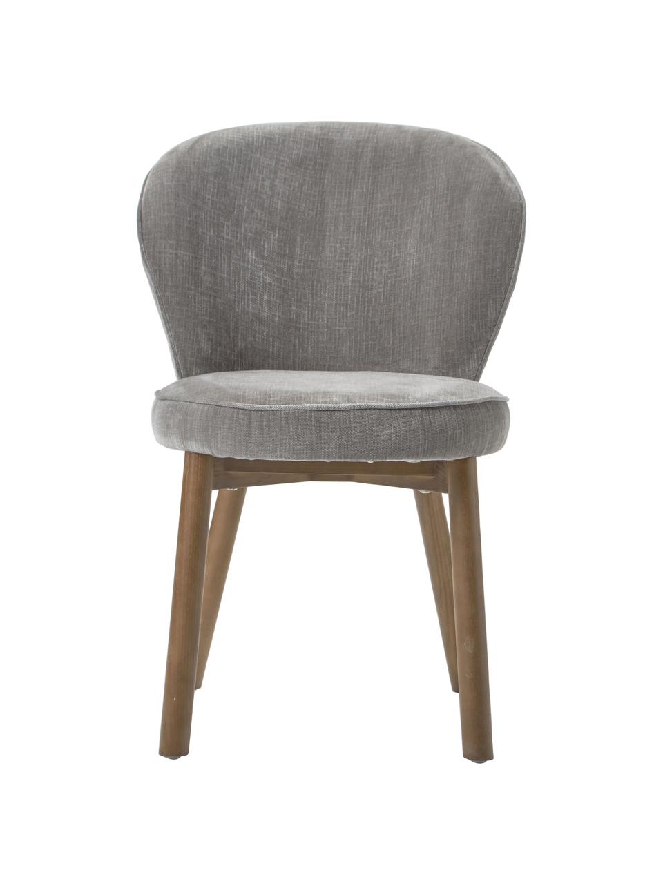 Krzesło tapicerowane Serena, Tapicerka: szenil (92% poliester, 6%, Nogi: lite drewno jesionowe, la, Szara tkanina, S 56 x G 64 cm