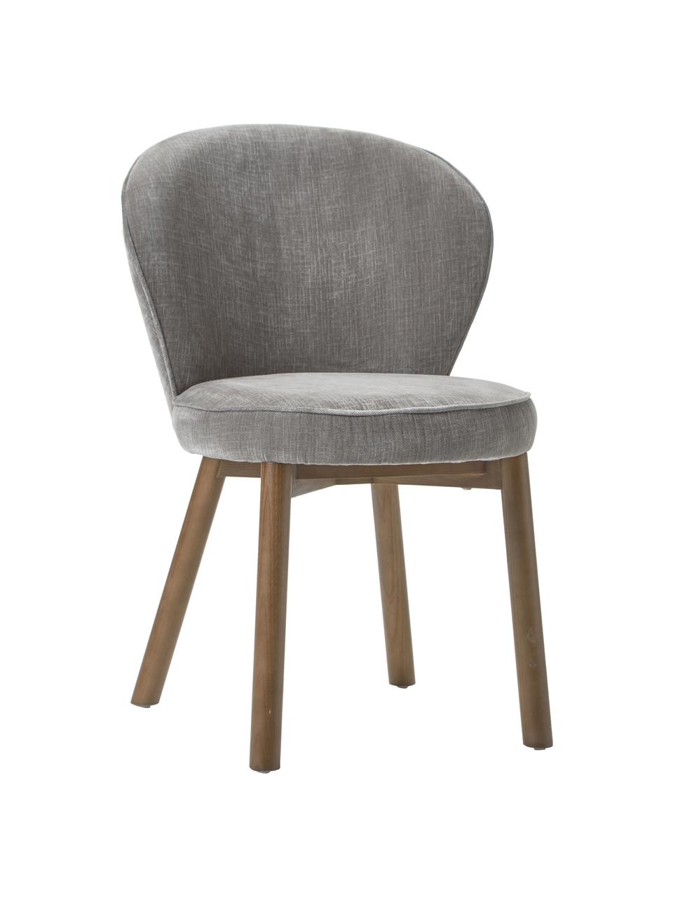 Krzesło tapicerowane Serena, Tapicerka: szenil (92% poliester, 6%, Nogi: lite drewno jesionowe, la, Szara tkanina, S 56 x G 64 cm
