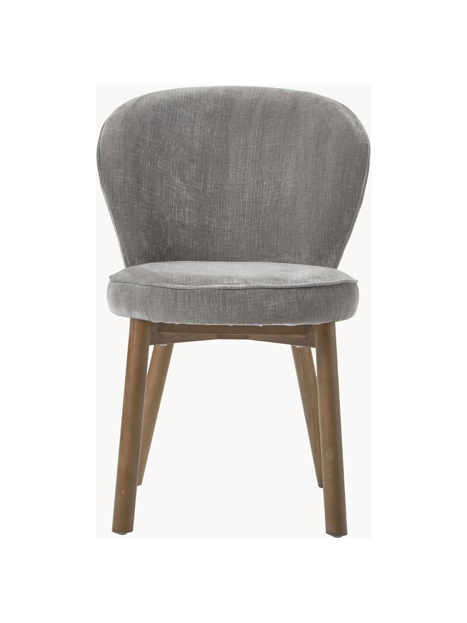 Krzesło tapicerowane Serena, Tapicerka: szenila (92% poliester, 6, Nogi: lite drewno jesionowe, la, Szara tkanina, S 56 x G 64 cm