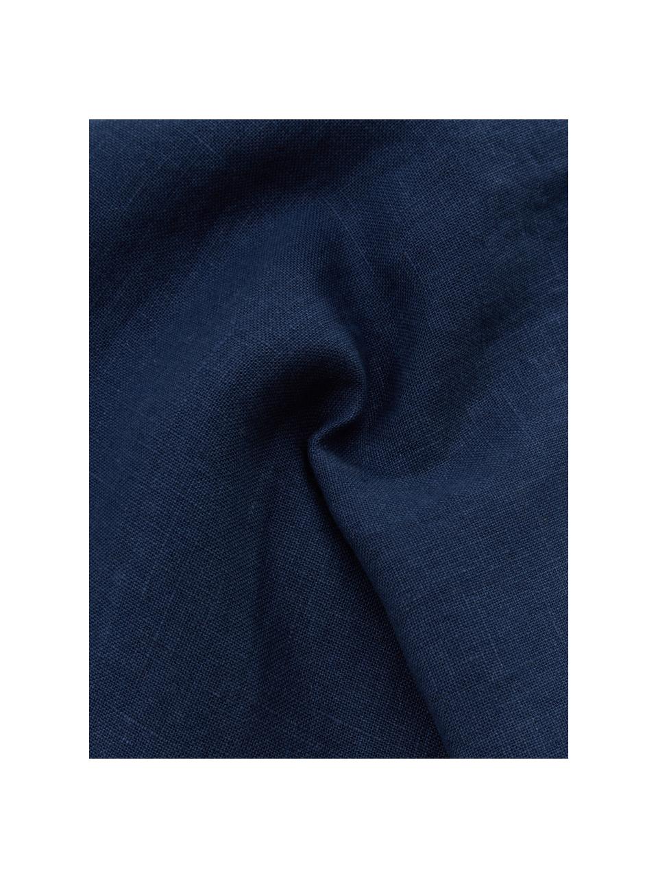 Funda de cojín de lino Lanya, 100% lino, Azul oscuro, An 40 x L 40 cm